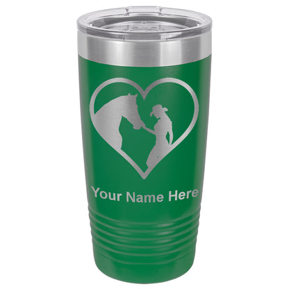 20oz Vacuum Insulated Tumbler Mug, Horse Cowgirl Heart, Personalized Engraving Included