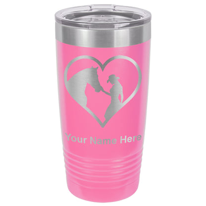 20oz Vacuum Insulated Tumbler Mug, Horse Cowgirl Heart, Personalized Engraving Included