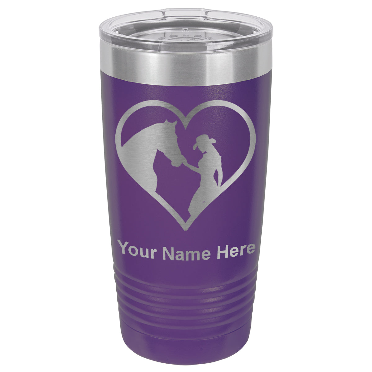 20oz Vacuum Insulated Tumbler Mug, Horse Cowgirl Heart, Personalized Engraving Included