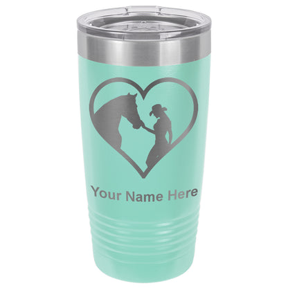 20oz Vacuum Insulated Tumbler Mug, Horse Cowgirl Heart, Personalized Engraving Included