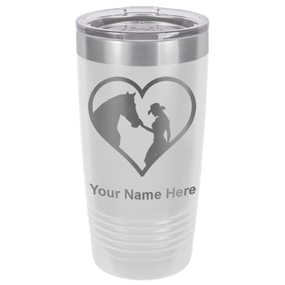 20oz Vacuum Insulated Tumbler Mug, Horse Cowgirl Heart, Personalized Engraving Included