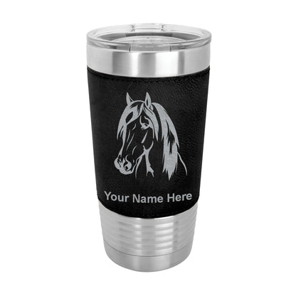 20oz Faux Leather Tumbler Mug, Horse Head 1, Personalized Engraving Included - LaserGram Custom Engraved Gifts