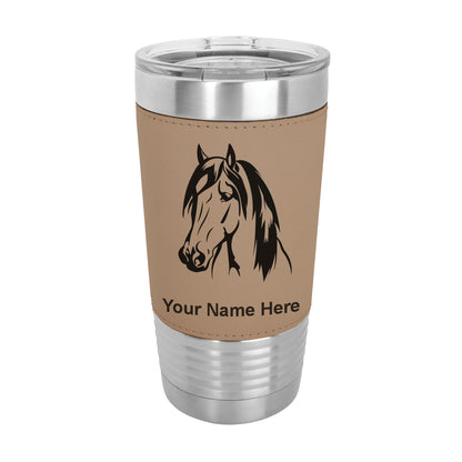 20oz Faux Leather Tumbler Mug, Horse Head 1, Personalized Engraving Included - LaserGram Custom Engraved Gifts