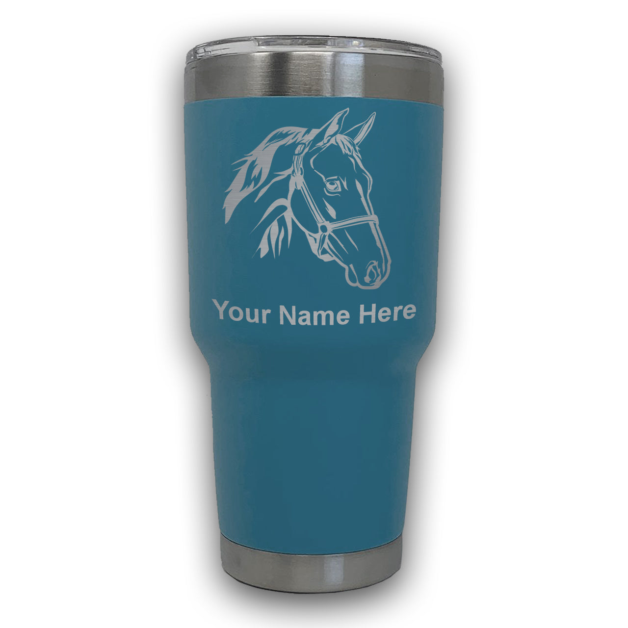 LaserGram 30oz Tumbler Mug, Horse Head 2, Personalized Engraving Included
