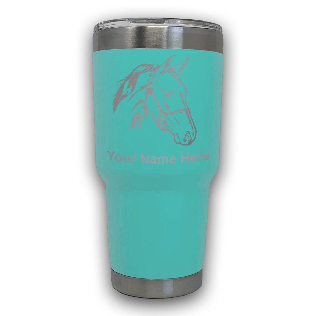LaserGram 30oz Tumbler Mug, Horse Head 2, Personalized Engraving Included
