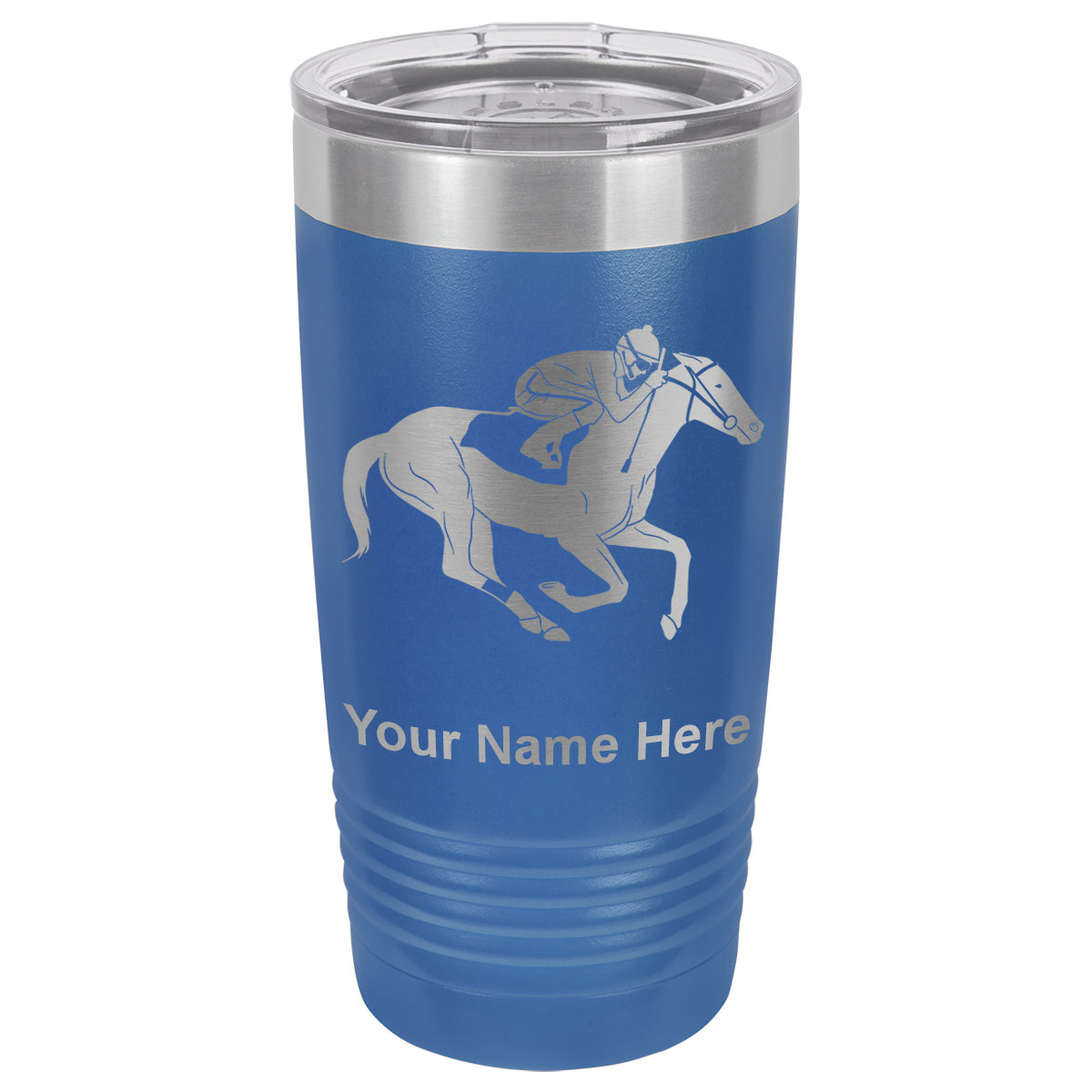 20oz Vacuum Insulated Tumbler Mug, Horse Racing, Personalized Engraving Included