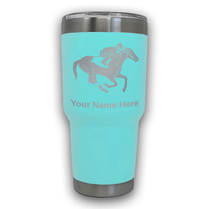 LaserGram 30oz Tumbler Mug, Horse Racing, Personalized Engraving Included