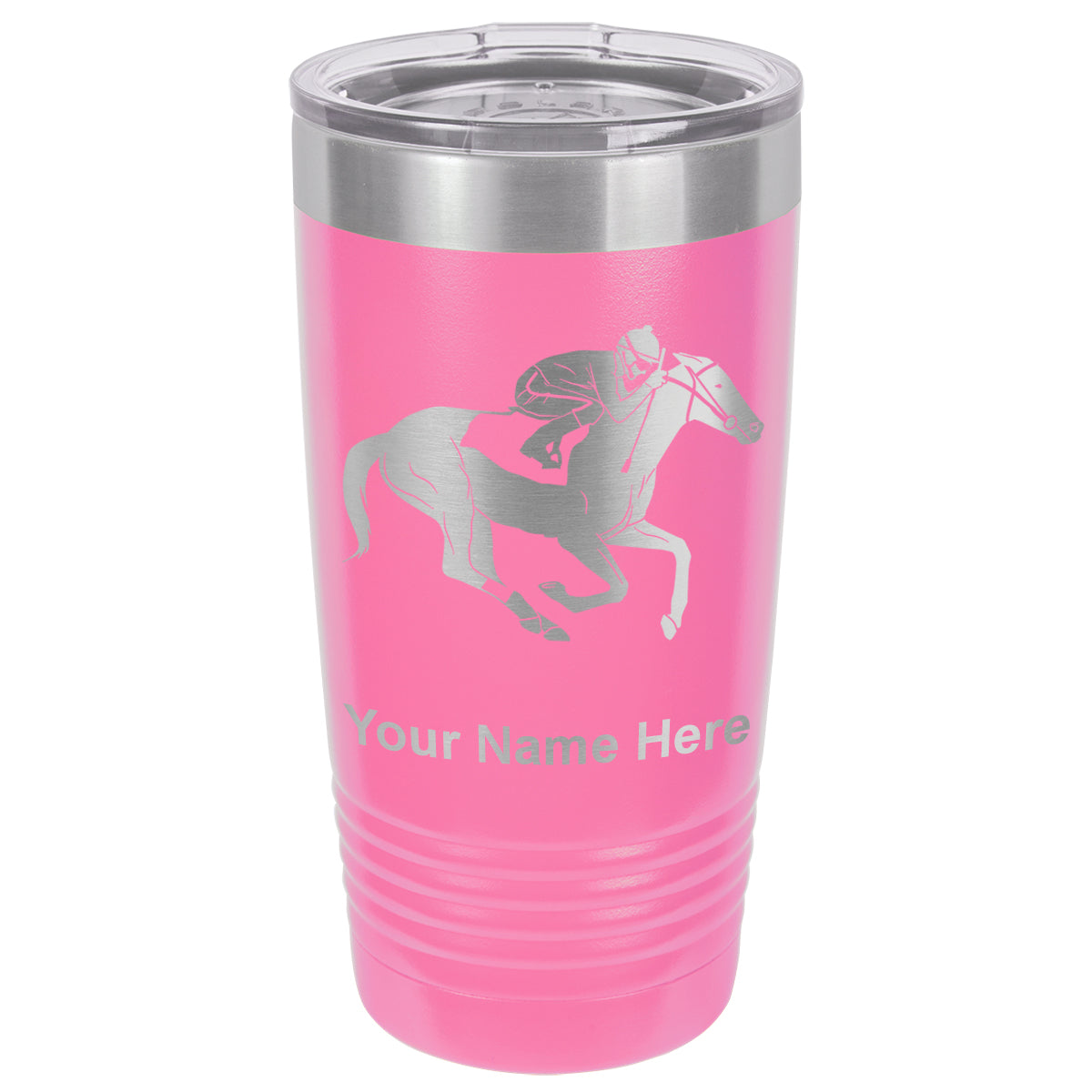 20oz Vacuum Insulated Tumbler Mug, Horse Racing, Personalized Engraving Included