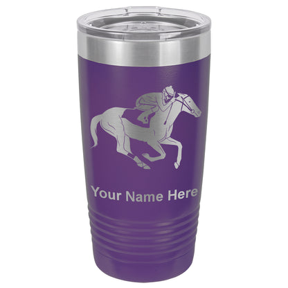 20oz Vacuum Insulated Tumbler Mug, Horse Racing, Personalized Engraving Included