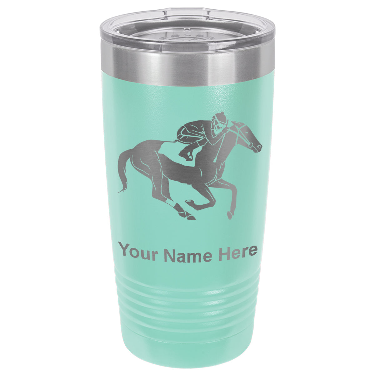 20oz Vacuum Insulated Tumbler Mug, Horse Racing, Personalized Engraving Included