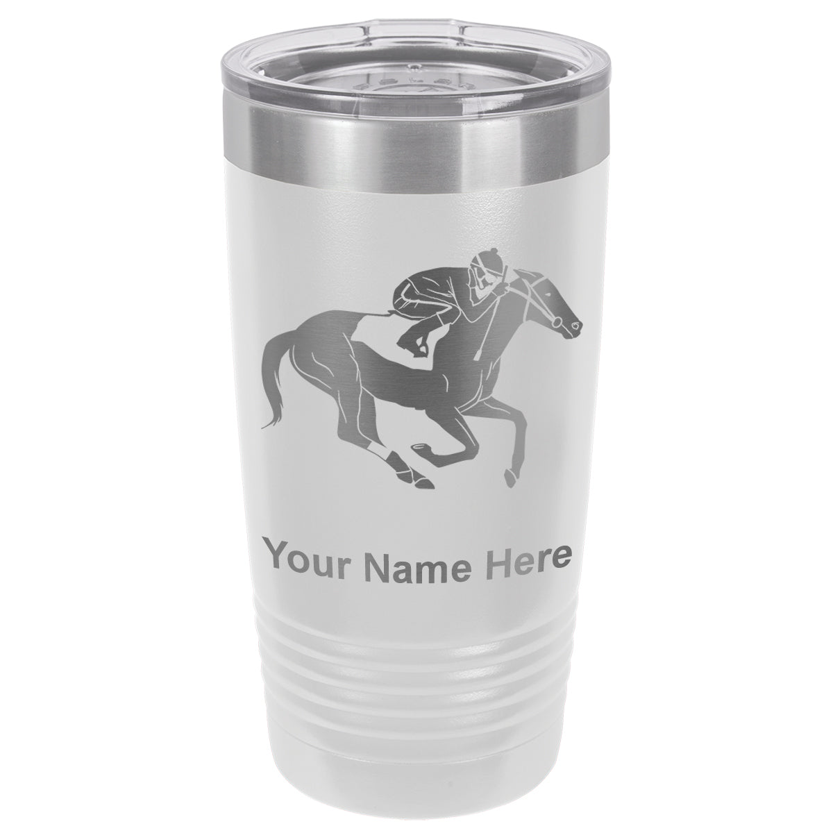 20oz Vacuum Insulated Tumbler Mug, Horse Racing, Personalized Engraving Included