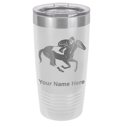 20oz Vacuum Insulated Tumbler Mug, Horse Racing, Personalized Engraving Included