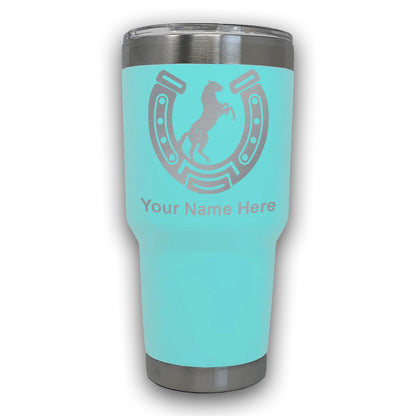 LaserGram 30oz Tumbler Mug, Horseshoe with Horse, Personalized Engraving Included