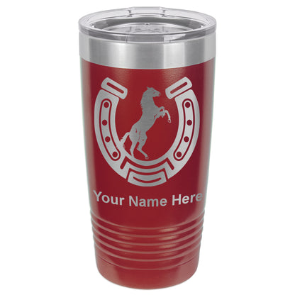 20oz Vacuum Insulated Tumbler Mug, Horseshoe with Horse, Personalized Engraving Included