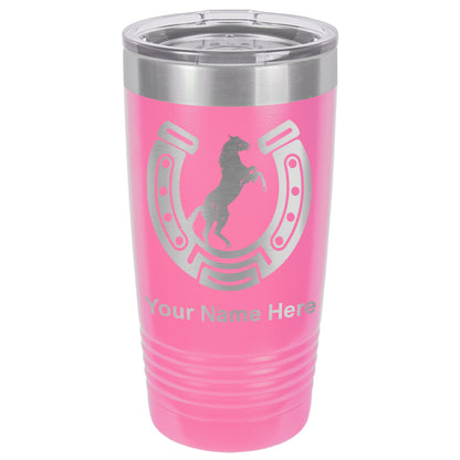 20oz Vacuum Insulated Tumbler Mug, Horseshoe with Horse, Personalized Engraving Included