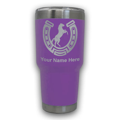 LaserGram 30oz Tumbler Mug, Horseshoe with Horse, Personalized Engraving Included