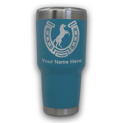 LaserGram 30oz Tumbler Mug, Horseshoe with Horse, Personalized Engraving Included