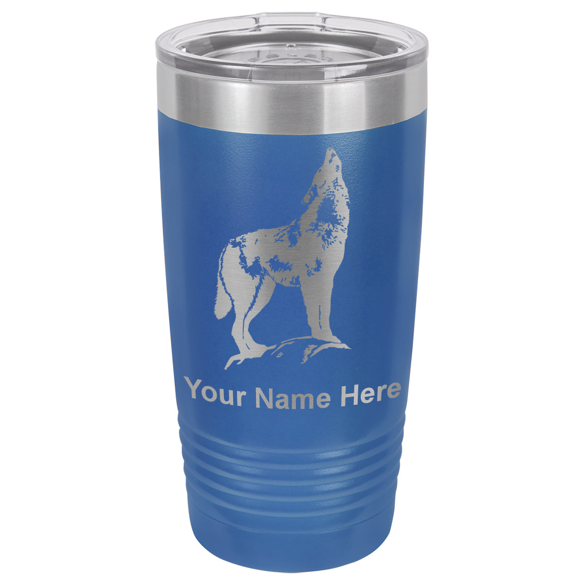 20oz Vacuum Insulated Tumbler Mug, Howling Wolf, Personalized Engraving Included