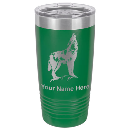 20oz Vacuum Insulated Tumbler Mug, Howling Wolf, Personalized Engraving Included