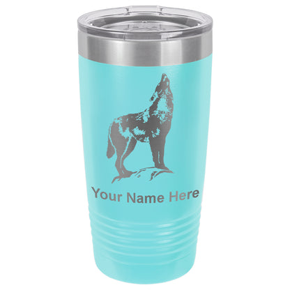 20oz Vacuum Insulated Tumbler Mug, Howling Wolf, Personalized Engraving Included