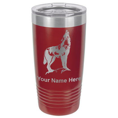 20oz Vacuum Insulated Tumbler Mug, Howling Wolf, Personalized Engraving Included