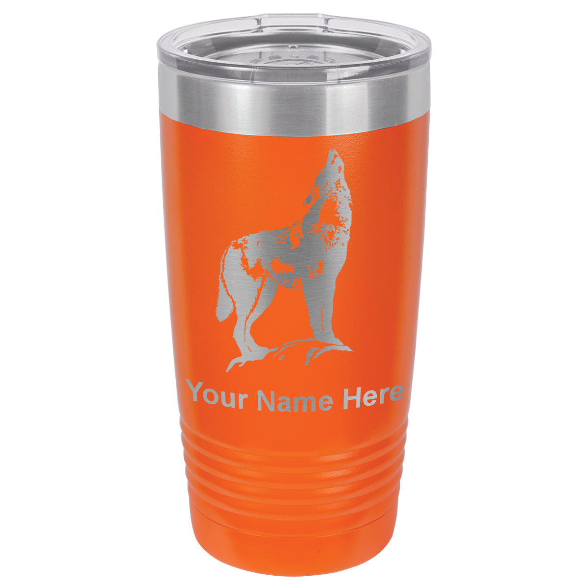20oz Vacuum Insulated Tumbler Mug, Howling Wolf, Personalized Engraving Included