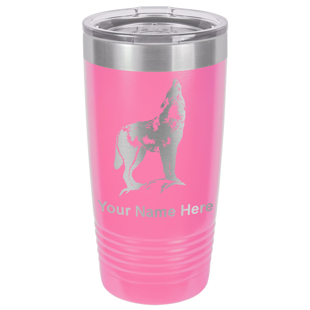 20oz Vacuum Insulated Tumbler Mug, Howling Wolf, Personalized Engraving Included