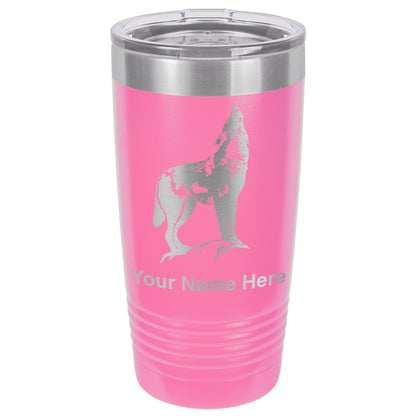 20oz Vacuum Insulated Tumbler Mug, Howling Wolf, Personalized Engraving Included