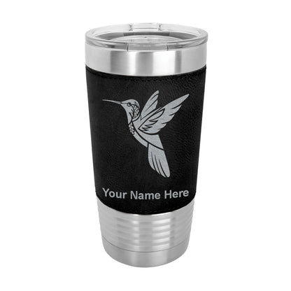 20oz Faux Leather Tumbler Mug, Hummingbird, Personalized Engraving Included - LaserGram Custom Engraved Gifts