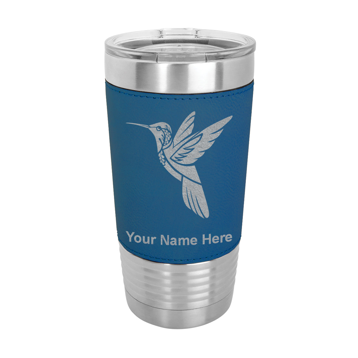 20oz Faux Leather Tumbler Mug, Hummingbird, Personalized Engraving Included - LaserGram Custom Engraved Gifts
