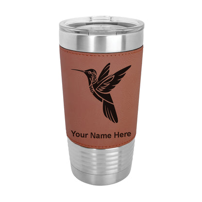 20oz Faux Leather Tumbler Mug, Hummingbird, Personalized Engraving Included - LaserGram Custom Engraved Gifts