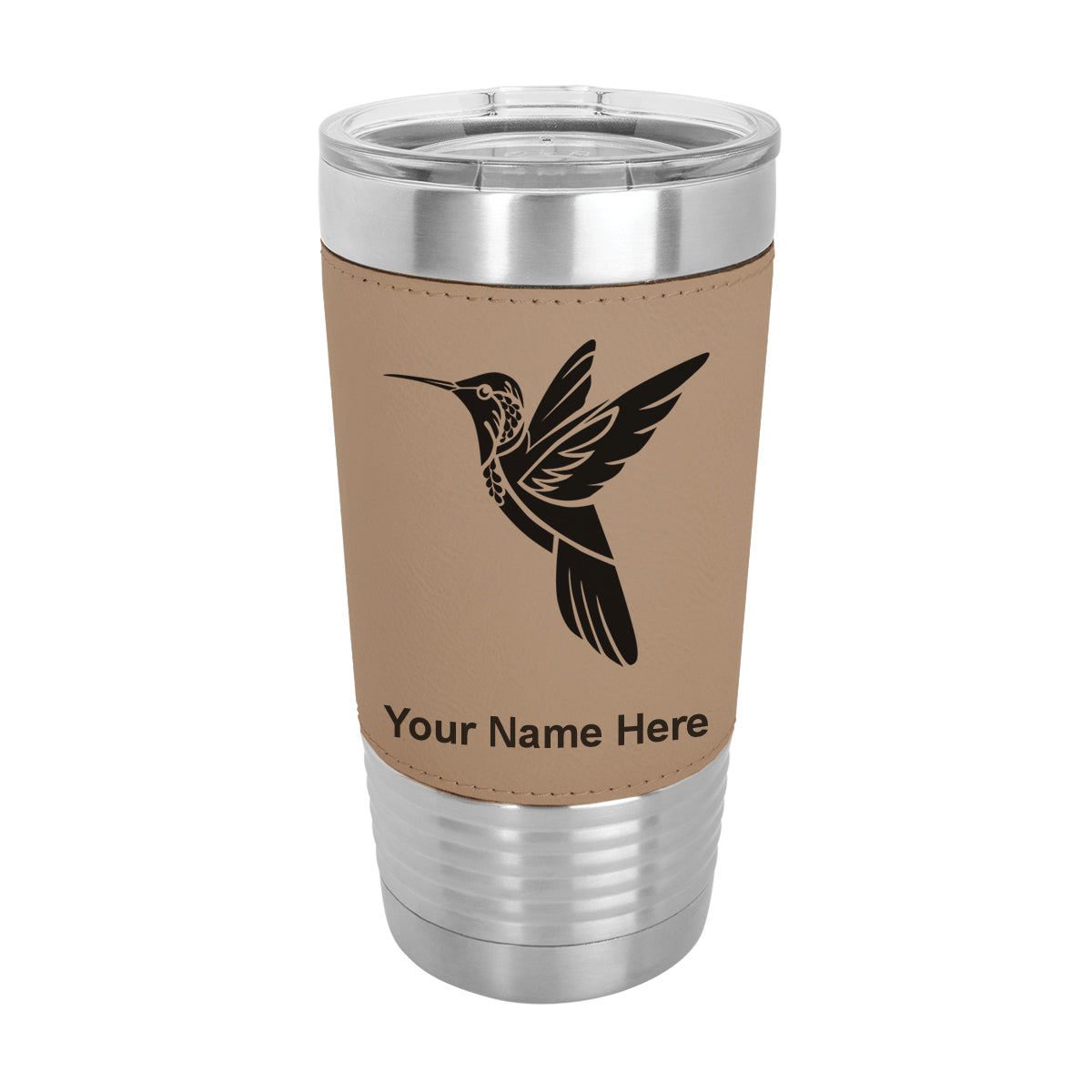 20oz Faux Leather Tumbler Mug, Hummingbird, Personalized Engraving Included - LaserGram Custom Engraved Gifts
