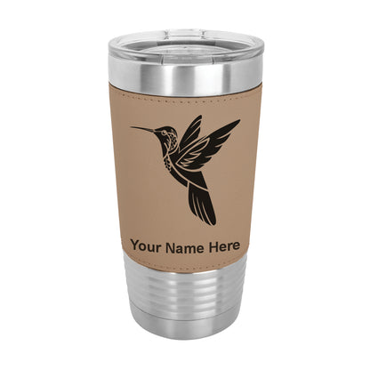 20oz Faux Leather Tumbler Mug, Hummingbird, Personalized Engraving Included - LaserGram Custom Engraved Gifts