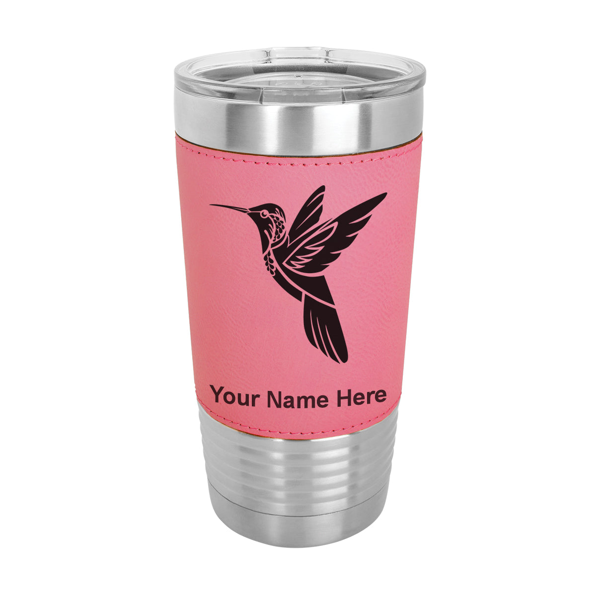 20oz Faux Leather Tumbler Mug, Hummingbird, Personalized Engraving Included - LaserGram Custom Engraved Gifts