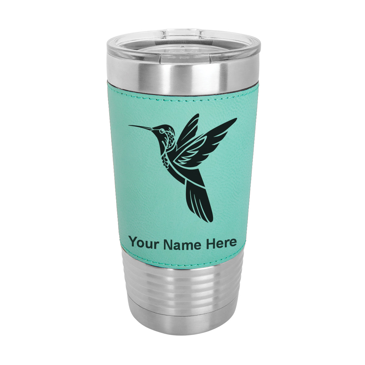 20oz Faux Leather Tumbler Mug, Hummingbird, Personalized Engraving Included - LaserGram Custom Engraved Gifts