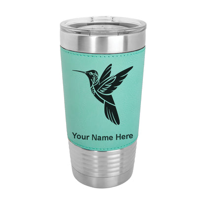 20oz Faux Leather Tumbler Mug, Hummingbird, Personalized Engraving Included - LaserGram Custom Engraved Gifts