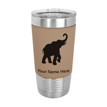 20oz Faux Leather Tumbler Mug, Indian Elephant, Personalized Engraving Included - LaserGram Custom Engraved Gifts