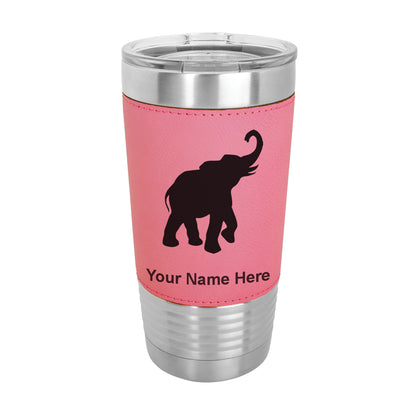 20oz Faux Leather Tumbler Mug, Indian Elephant, Personalized Engraving Included - LaserGram Custom Engraved Gifts