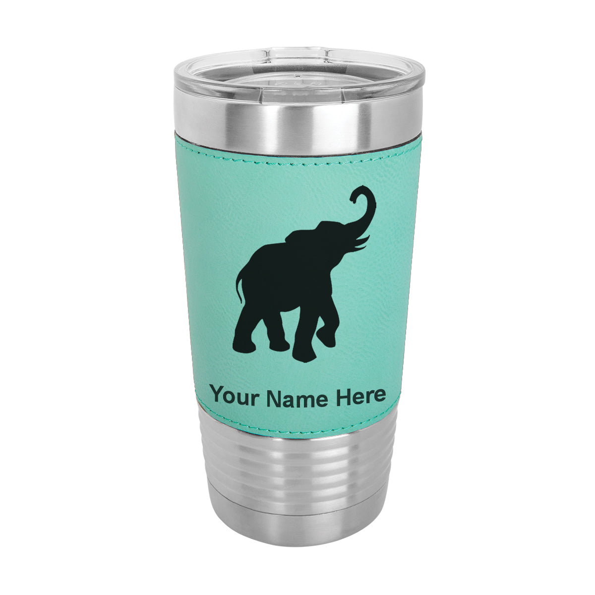 20oz Faux Leather Tumbler Mug, Indian Elephant, Personalized Engraving Included - LaserGram Custom Engraved Gifts