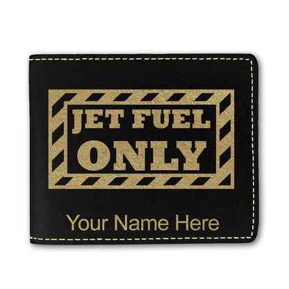 Faux Leather Bi-Fold Wallet, Jet Fuel Only, Personalized Engraving Included