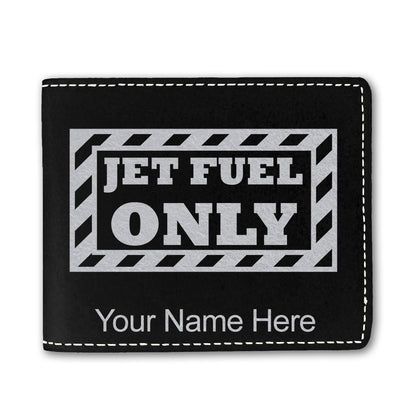 Faux Leather Bi-Fold Wallet, Jet Fuel Only, Personalized Engraving Included