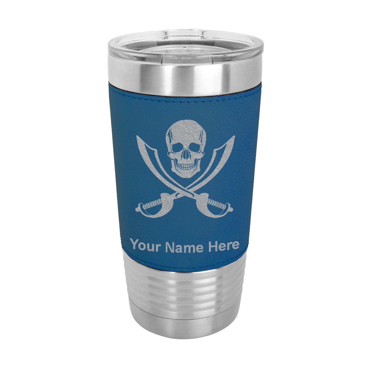 20oz Faux Leather Tumbler Mug, Jolly Roger, Personalized Engraving Included - LaserGram Custom Engraved Gifts