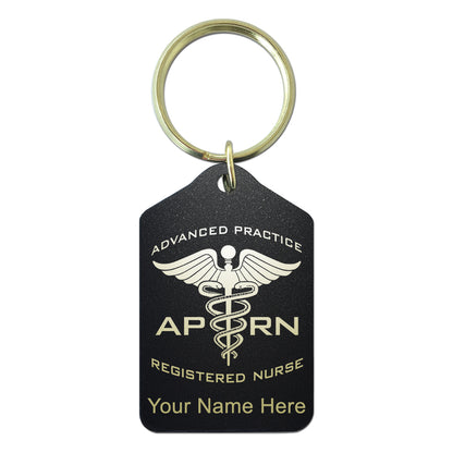 Black Metal Keychain, APRN Advanced Practice Registered Nurse, Personalized Engraving Included