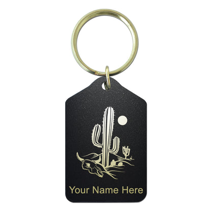 Black Metal Keychain, Cactus, Personalized Engraving Included