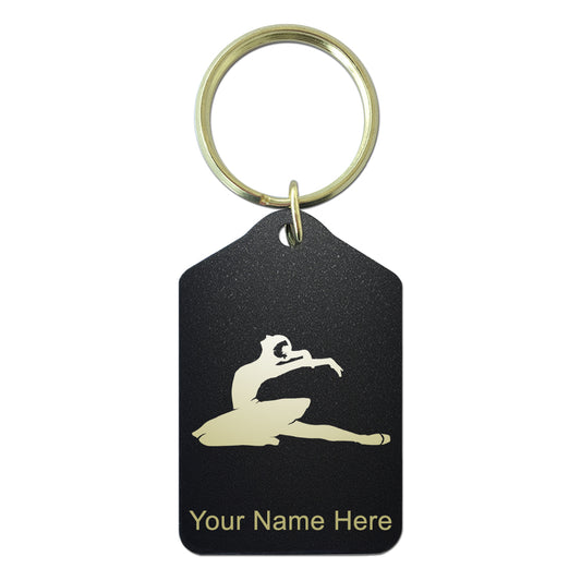 Black Metal Keychain, Dancer, Personalized Engraving Included