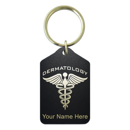 Black Metal Keychain, Dermatology, Personalized Engraving Included