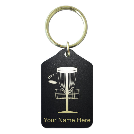 Black Metal Keychain, Disc Golf, Personalized Engraving Included