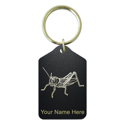 Black Metal Keychain, Grasshopper, Personalized Engraving Included