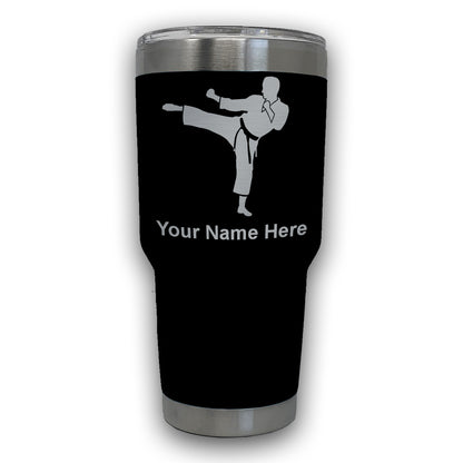 LaserGram 30oz Tumbler Mug, Karate Man, Personalized Engraving Included