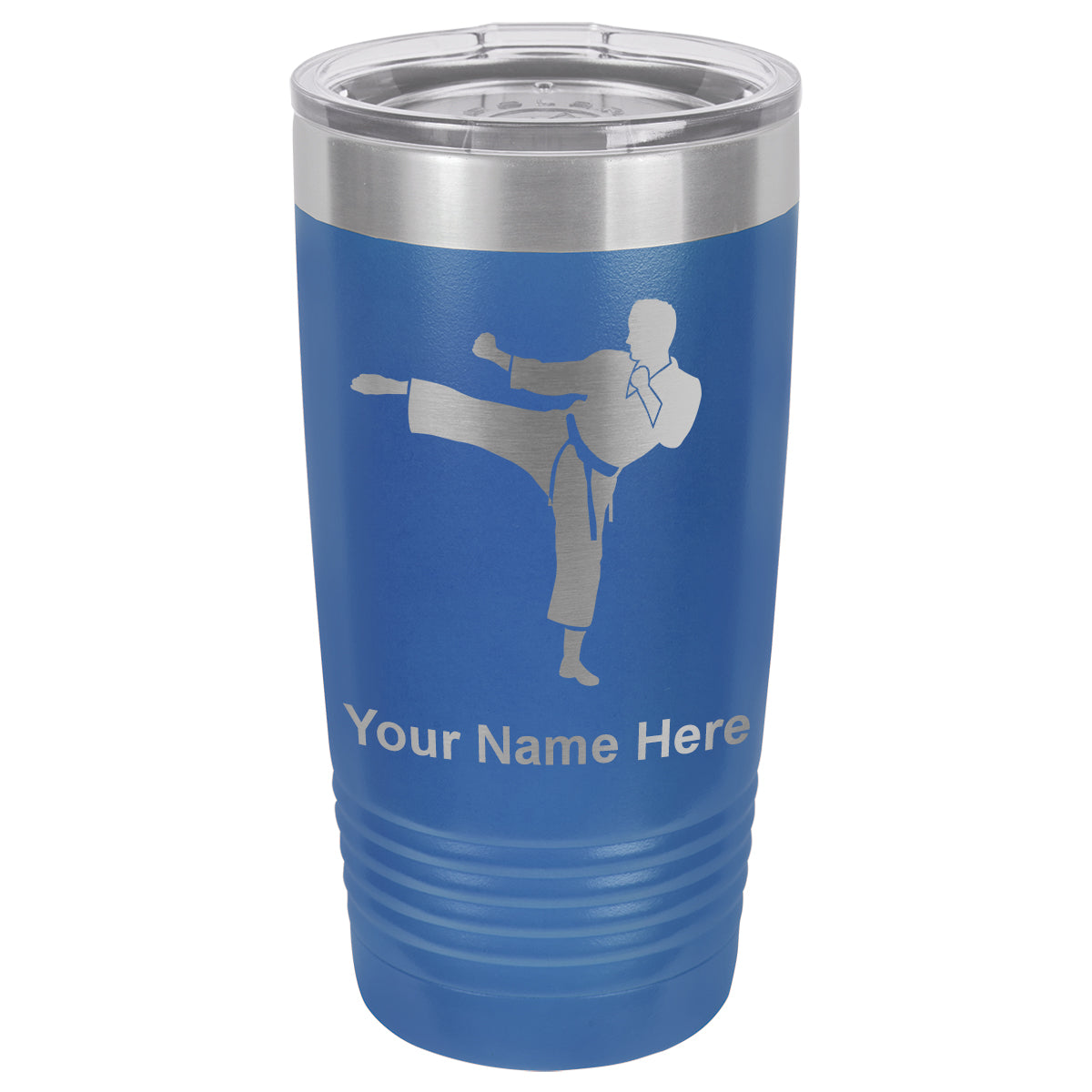 20oz Vacuum Insulated Tumbler Mug, Karate Man, Personalized Engraving Included
